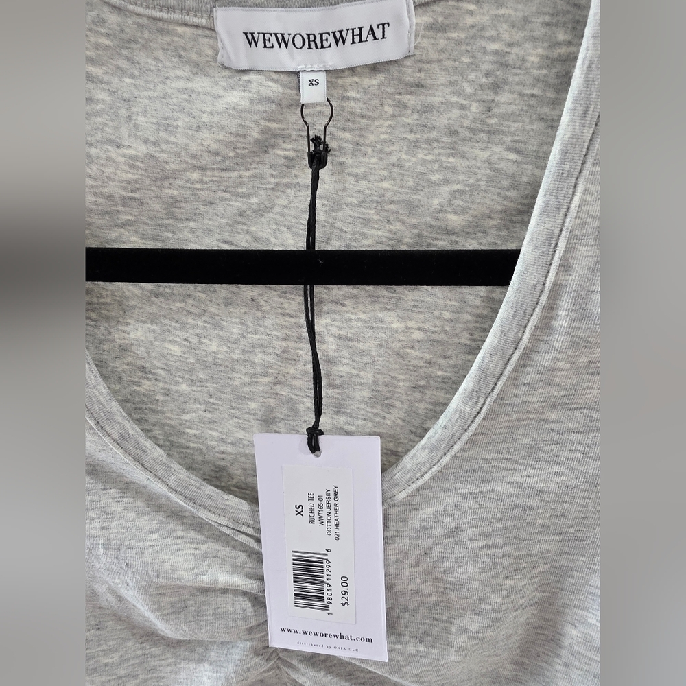 WeWoreWhat Gray Ruched Tie Front T-Shirt - Picture 3 of 4